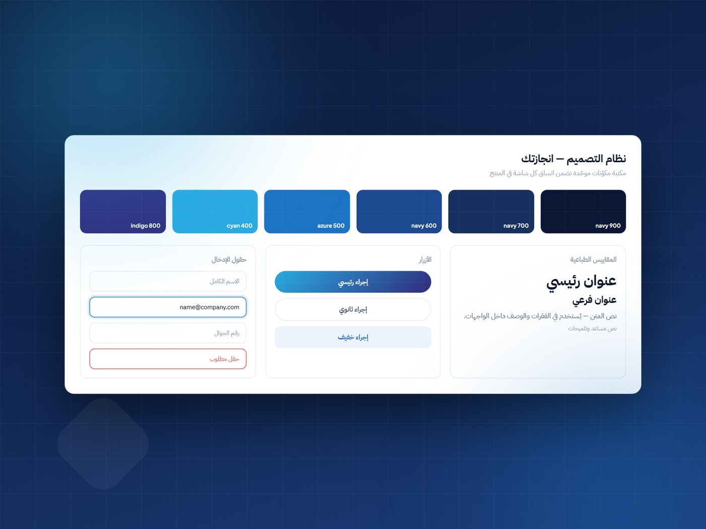 A design system covering colours, type and components